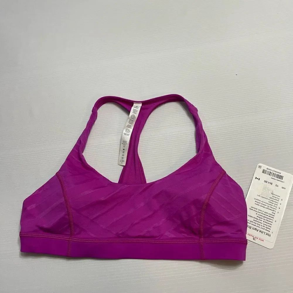 NWT Lululemon Hot Like Agni Pop Pink Purple Bra Size 10 New